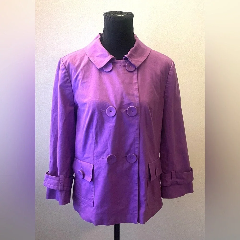 Halogen-Purple Trench Coat with Classic‎ Collar Size L